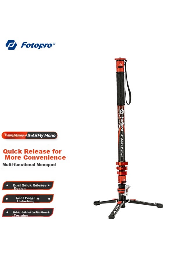Fotopro Flying-One Monopod With Quick Release Design, Foot Pedal Unlock, 32Mm Carbon Fiber Camera Monopod, Flame Orange - Image 1