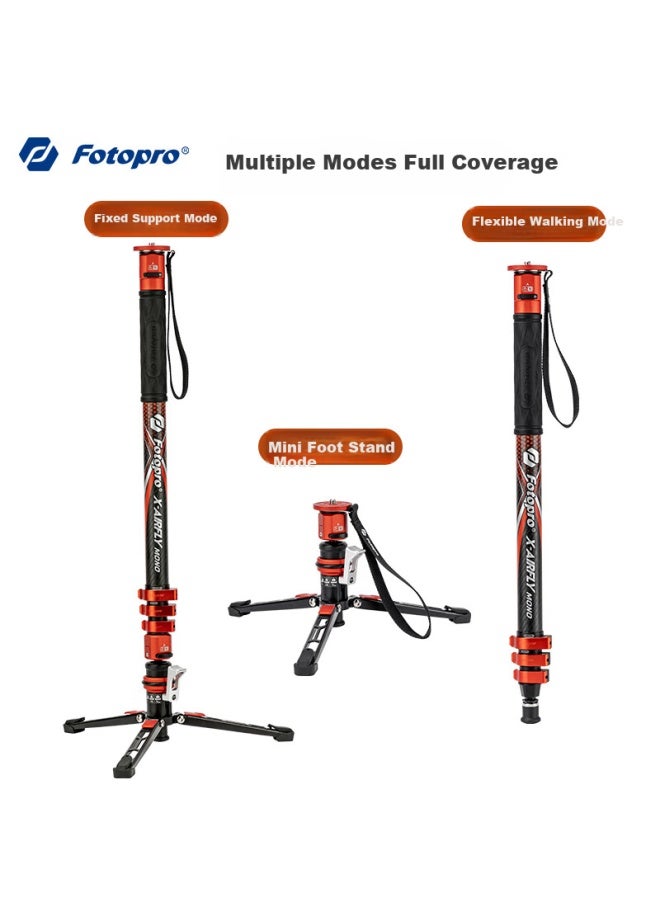 Fotopro Flying-One Monopod With Quick Release Design, Foot Pedal Unlock, 32Mm Carbon Fiber Camera Monopod, Flame Orange - Image 4