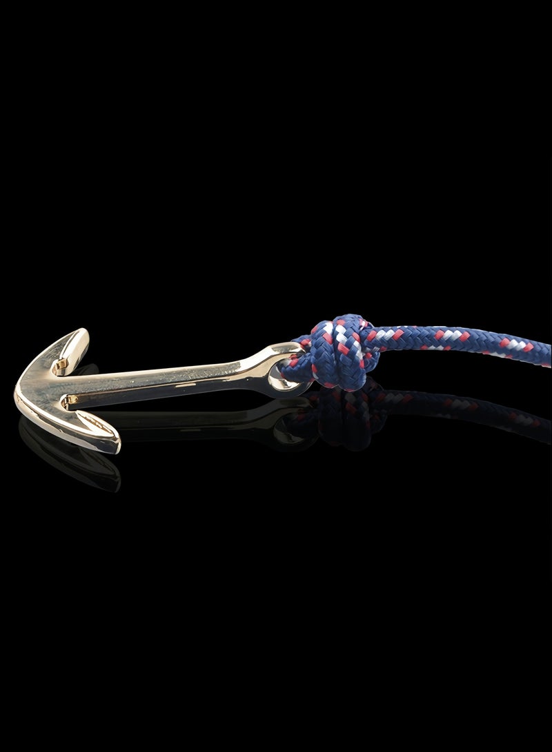 Adjustable Nautical Anchor Wrap Cuff Bracelets Twining Weave Nylon Rope Punk DIY Sailing(Navy blue) - Image 5