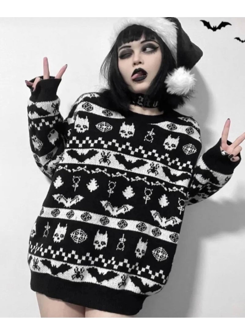 Darkella Store Gothic Punk Christmas New Year's Eve Bat Knitwear Sweater  - Image 1