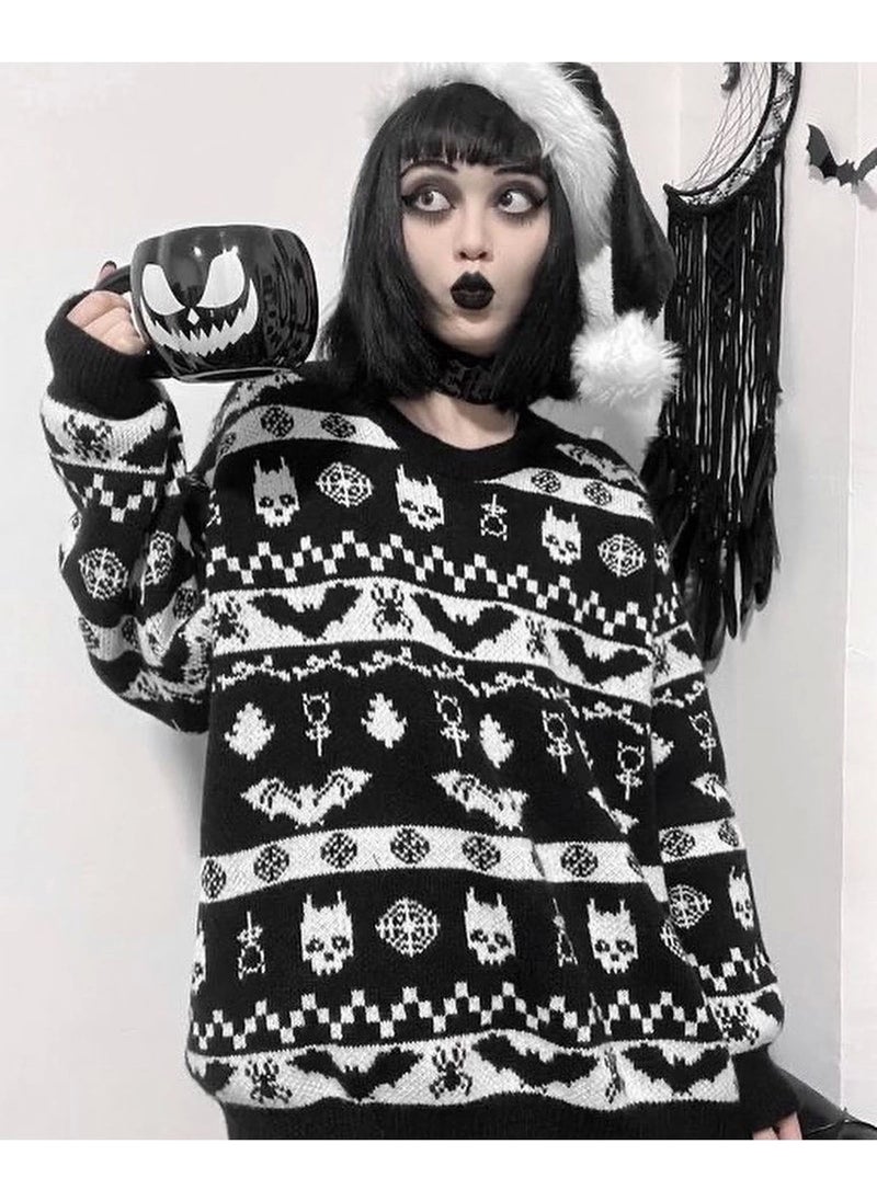 Darkella Store Gothic Punk Christmas New Year's Eve Bat Knitwear Sweater  - Image 2