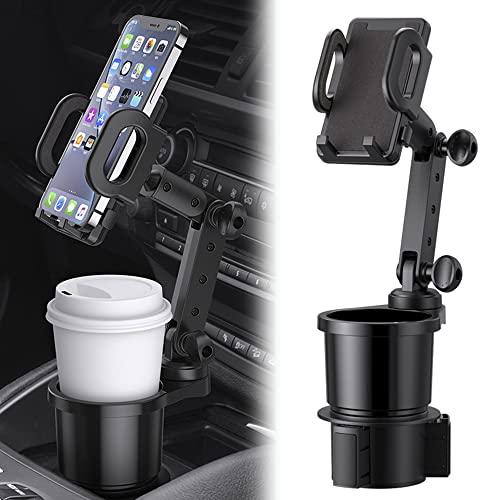 Reswish Car Cup Holder Phone Mount, Universal Auto Cell Phone Stand with Drink Expand Cup Holder,2 in 1 Multifunctional Car Cup Holder Expander with 360° Rotation Phone Mount - Image 1
