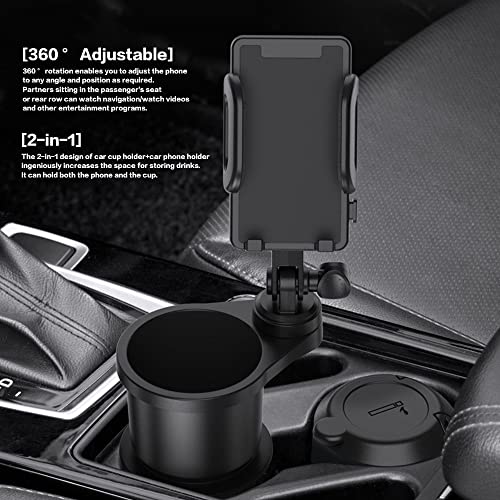 Reswish Car Cup Holder Phone Mount, Universal Auto Cell Phone Stand with Drink Expand Cup Holder,2 in 1 Multifunctional Car Cup Holder Expander with 360° Rotation Phone Mount - Image 2