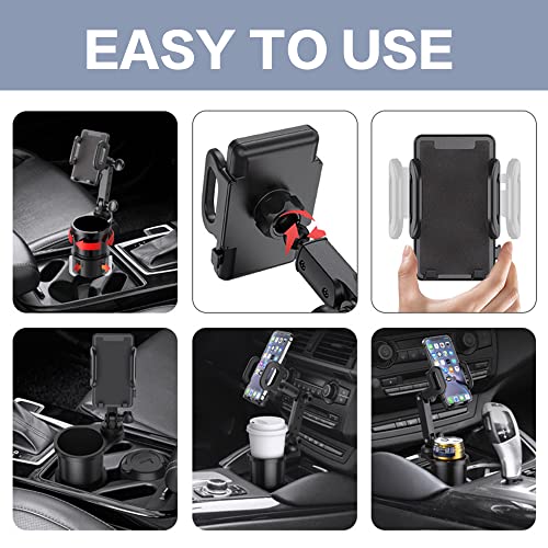 Reswish Car Cup Holder Phone Mount, Universal Auto Cell Phone Stand with Drink Expand Cup Holder,2 in 1 Multifunctional Car Cup Holder Expander with 360° Rotation Phone Mount - Image 5
