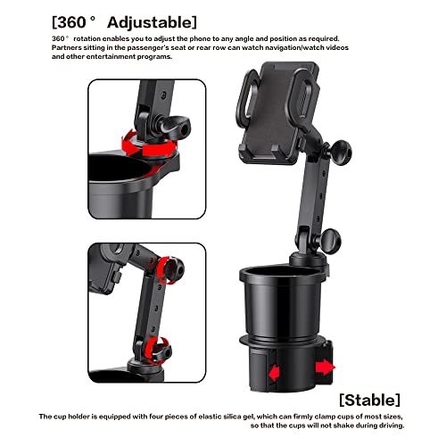 Reswish Car Cup Holder Phone Mount, Universal Auto Cell Phone Stand with Drink Expand Cup Holder,2 in 1 Multifunctional Car Cup Holder Expander with 360° Rotation Phone Mount - Image 4