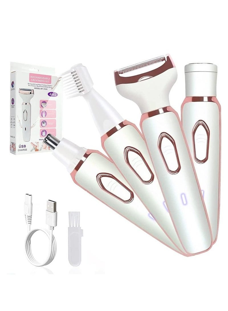 Electric Razor for Women, 4-in-1 Women's Body Hair Removal, Public Shaver Bikini Trimmer Eyebrow Face Underarm, Portable Ladies Shaver, Epilator, USB Rechargeable - Image 1