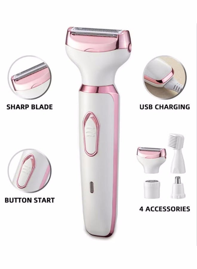 Electric Razor for Women, 4-in-1 Women's Body Hair Removal, Public Shaver Bikini Trimmer Eyebrow Face Underarm, Portable Ladies Shaver, Epilator, USB Rechargeable - Image 4