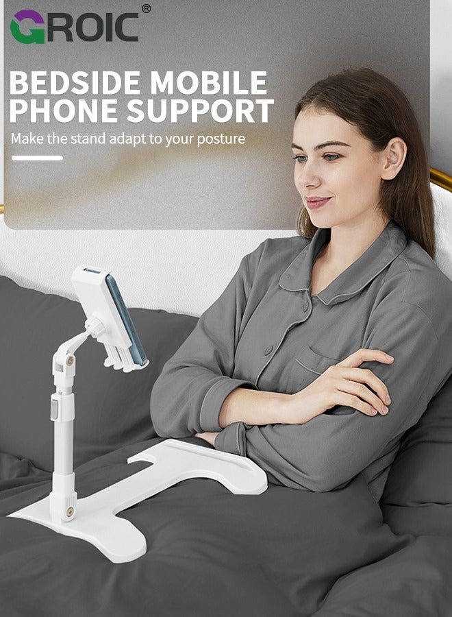 GROIC White iPad Stand Holder Adjustable Tablet for Desk, Portable Monitor Bed Fit Phones, Tablets, Monitor, Switch and More 4.7"-17.3" Devices - Image 2