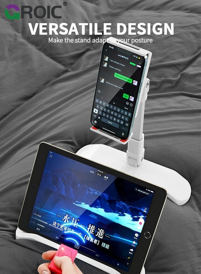 GROIC White iPad Stand Holder Adjustable Tablet for Desk, Portable Monitor Bed Fit Phones, Tablets, Monitor, Switch and More 4.7"-17.3" Devices - Image 3