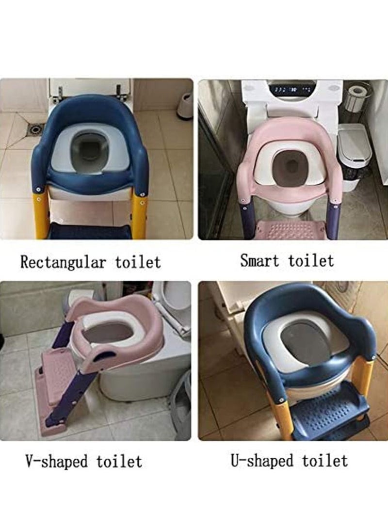 Arabest مقعد تدريب على استخدام المرحاض للأطفال، كرسي المرحاض للأطفال الصغار قابل للتعديل مع سلم مقعد قوي غير قابل للانزلاق، ومقابض مريحة وواقي من الرذاذ - Image 4