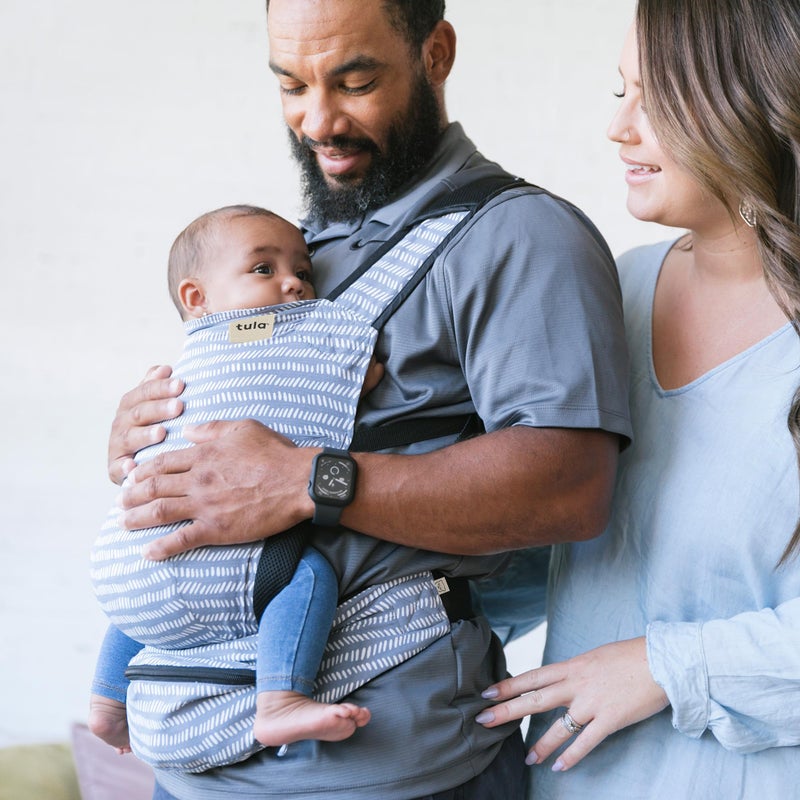 TULA Baby Tula Lite Ripstop Nylon Compact Baby Carrier, Lightweight & Ergonomic Carrier for Travel w/Convenient Storage Hip Pouch, Multiple Carrying Positions for 12lbs to 30lbs - Beyond (Steel Blue/Dash) - Image 5