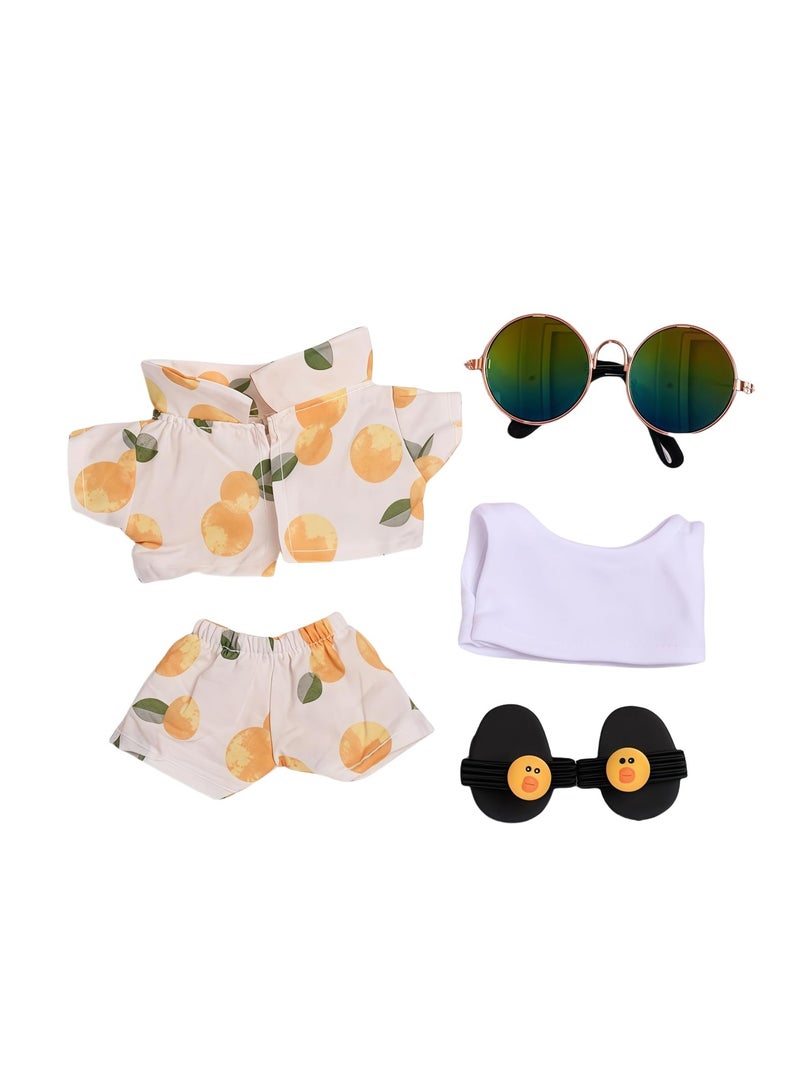 Arabest Clothes Accessories for Dolls, Stylish Kawaii Beach Suit Outfit Set 5 Pieces Suitable for 17cm Doll Suit, Casual Style Doll Clothing Set Replacement with Glasses T-Shirt Pants Shoes - Image 2