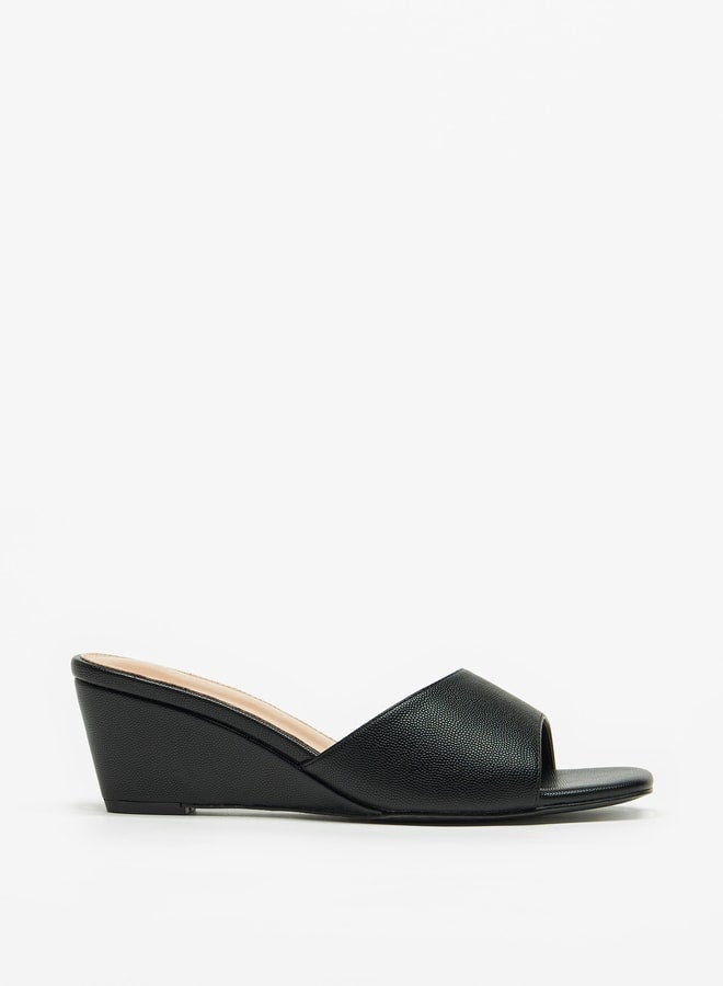 Flora Bella By Shoexpress Solid Slip On Sandals with Wedge Heels  - Image 3