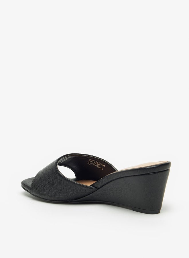 Flora Bella By Shoexpress Solid Slip On Sandals with Wedge Heels  - Image 2