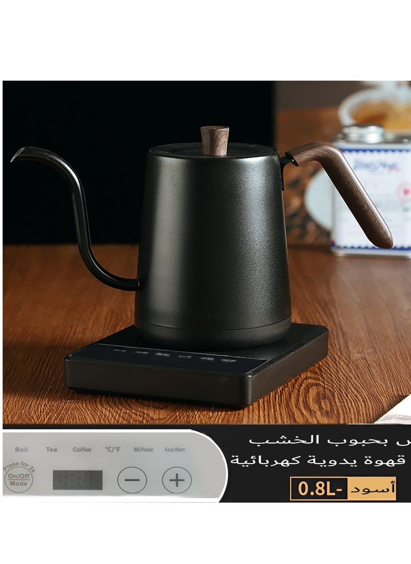 أديلي - غلاية ماء كهربائية ذات عنق معقوفة   1000W  واط غلاية ماء سريعة الغليان للغاية مصنوعة من الفولاذ المقاوم للصدأ 100% للقهوة والشاي تصميم مانع للتسرب ومقاومة للغليان والجفاف 0.8 لتر - Image 1