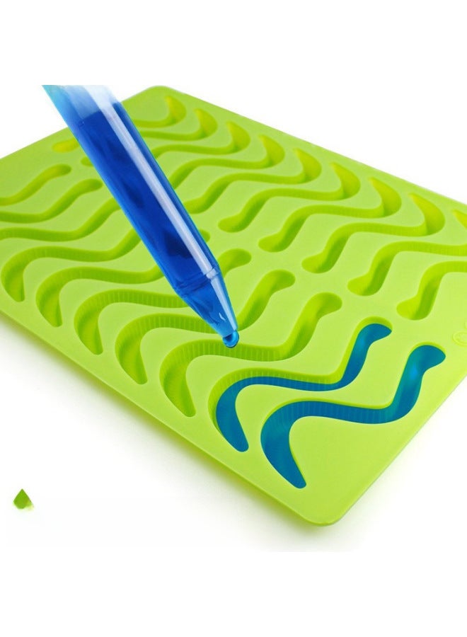 20 Lattice Worm Gummy Candy Silicone Caterpillar Worm Chocolate Ice Lattice Mold With Dropper Worm Fudge Mold-Color:Worm Dropper Red - Image 3