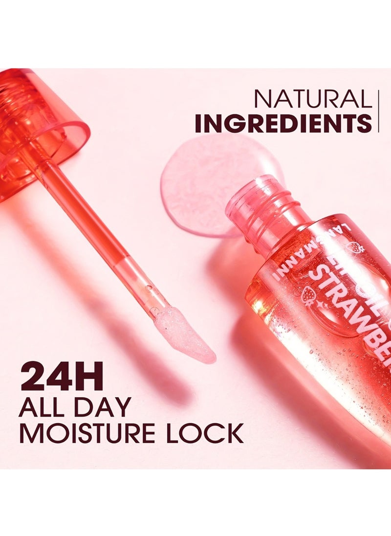 LANGMANNI Lip Oil Strawberry Lip Balm Liquid Lipstick for Dry Lips Temperature Color Change Lip Gloss Lip Oil All Day Moisturizing Deep Nourishment Hydrating Plumping Shiny Strawberry Lip Oil  - Image 3