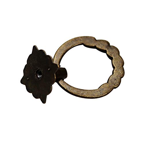 Chris.W 6pcs Vintage Bronze Drop Ring Knobs Pulls Handles for Dresser Drawer Antique Drawer Pull Ring Single Hole Decorative Hardware with Screws for Furniture Cabinet Cupboard - Image 5