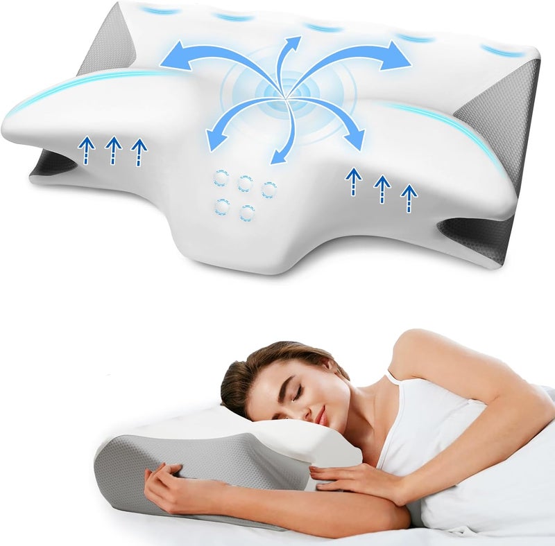 BEDCOOL Cervical Neck Pillow for Pain Relief,Ergonomic Contour Memory Foam Pillows for Sleeping,Cooling odorless Neck Support Pillow for Side Back Stomach Sleeper,with Washable Pillowcase - Image 1