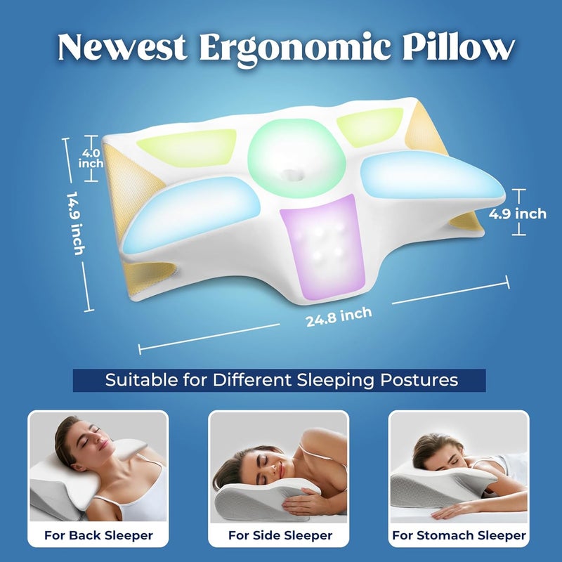 BEDCOOL Cervical Neck Pillow for Pain Relief,Ergonomic Contour Memory Foam Pillows for Sleeping,Cooling odorless Neck Support Pillow for Side Back Stomach Sleeper,with Washable Pillowcase - Image 5