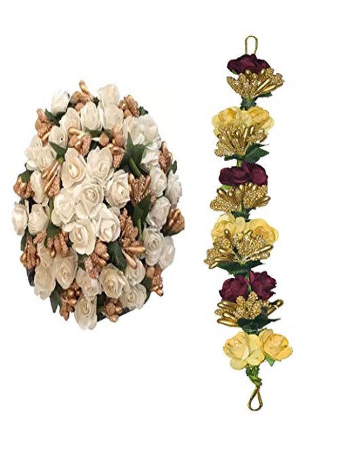 Arooman™ Full Juda Bun Hair Flower Gajra and gajra Combo for Wedding and Party For Girls/Women(Multi Color) - Image 1