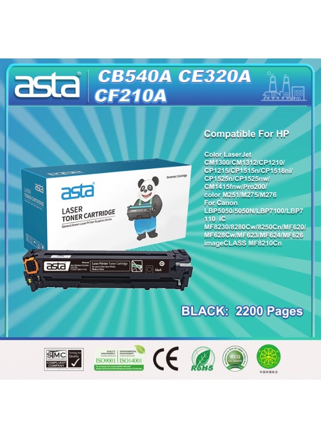 استا خرطوشة حبر أسود عالمية ASTA CB540A CE320A CF210A 125A 128A 131A متوافقة مع طابعة HP Color LaserJet CM1300 CM1312 CP1210 CP1215 CP1515N CP1518Ni CP1525N CP1525Nw CM1415Fnw Pro 200 M251 M275 M276 إمداد طباعة بديل عالي الجودة إنتاج طويل الأمد للاستخدام المكتبي الاحترافي - Image 1