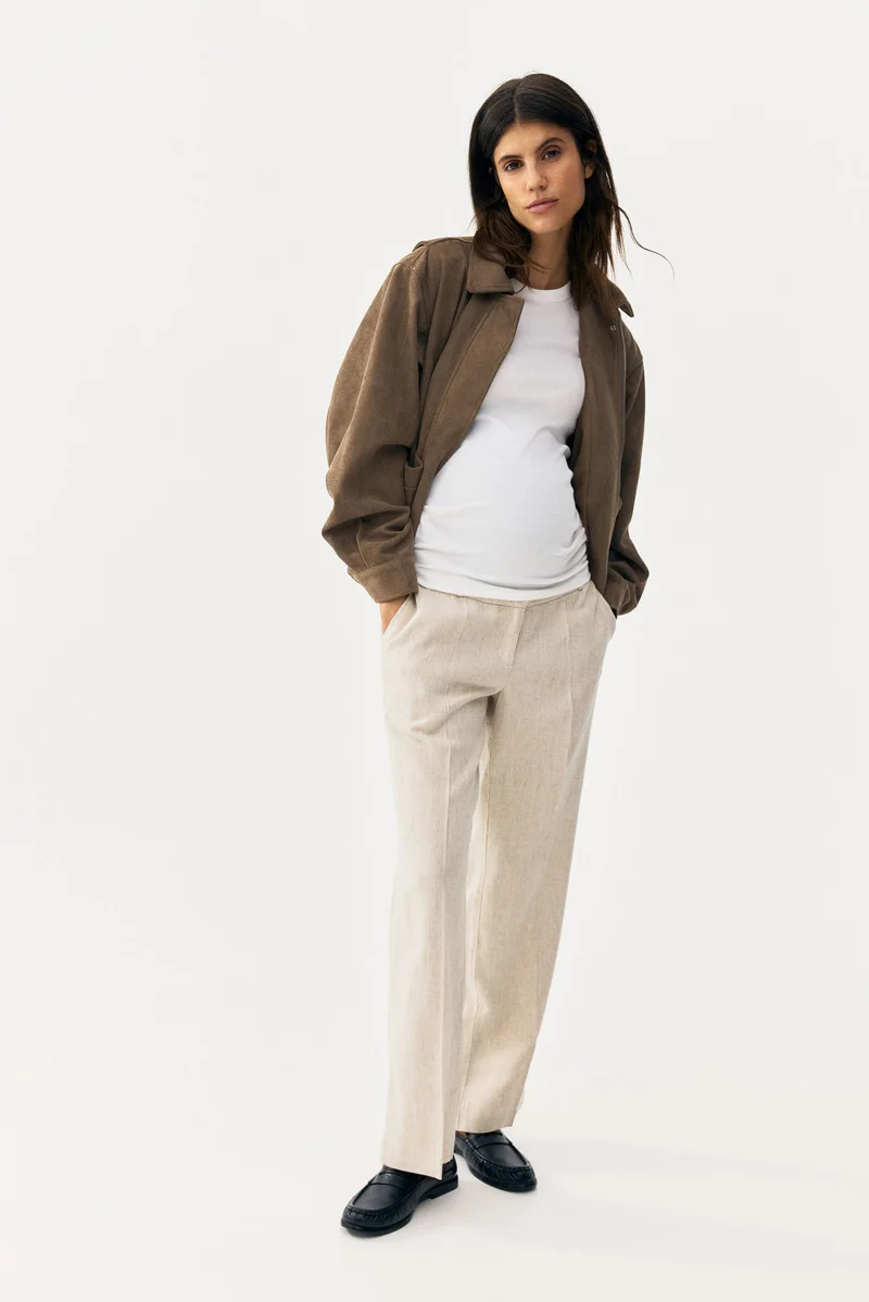 اتش اند ام بنطلون بقصّة محددة للجسم من مزيج الكتان من تشكيلة ماما