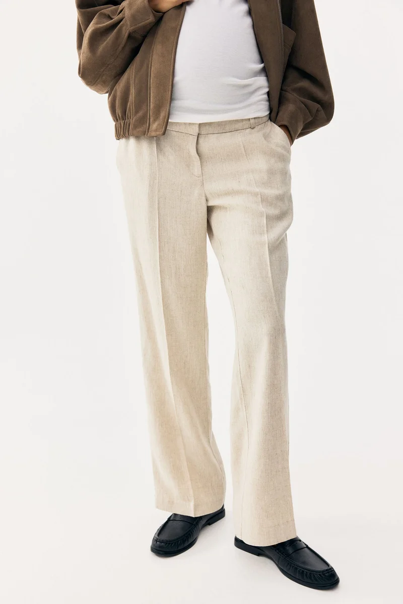 اتش اند ام بنطلون بقصّة محددة للجسم من مزيج الكتان من تشكيلة ماما