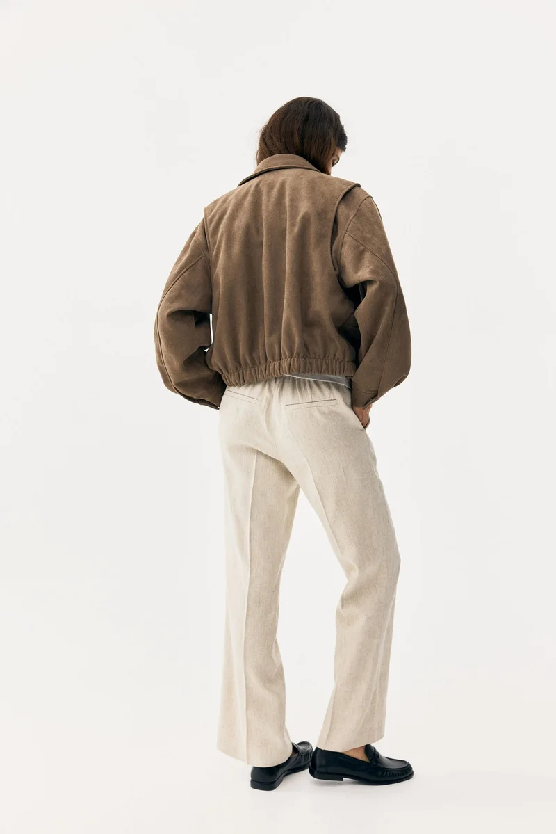 H&M  MAMA Linen-blend tailored trousers for Women | Best Price UAE