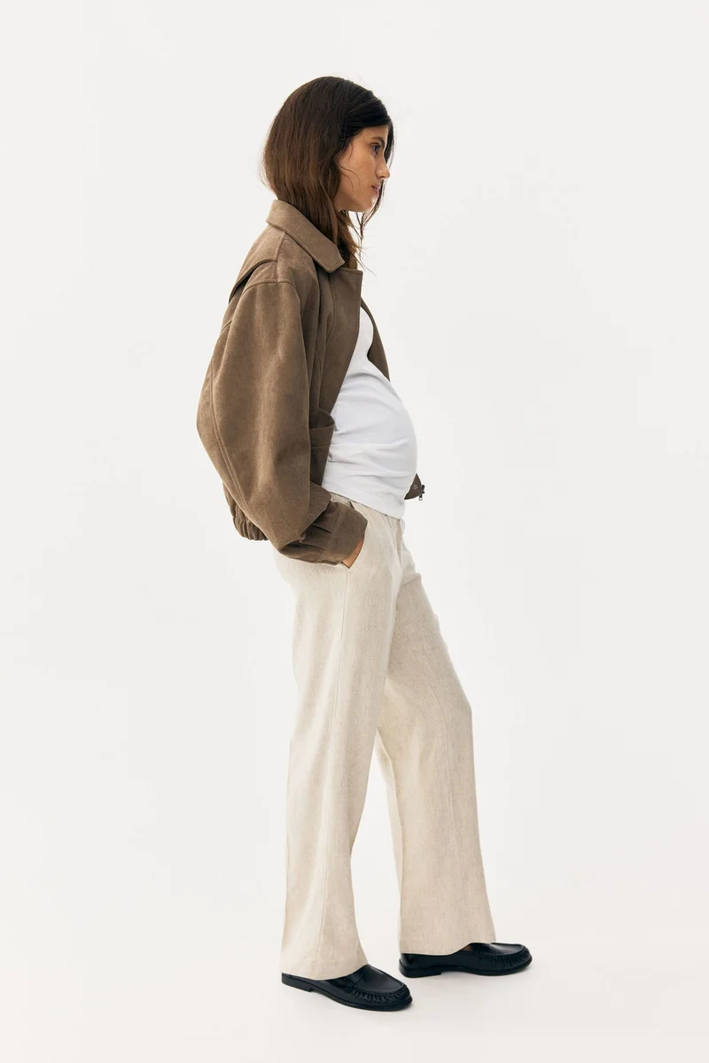 H&M  MAMA Linen-blend tailored trousers for Women | Best Price UAE