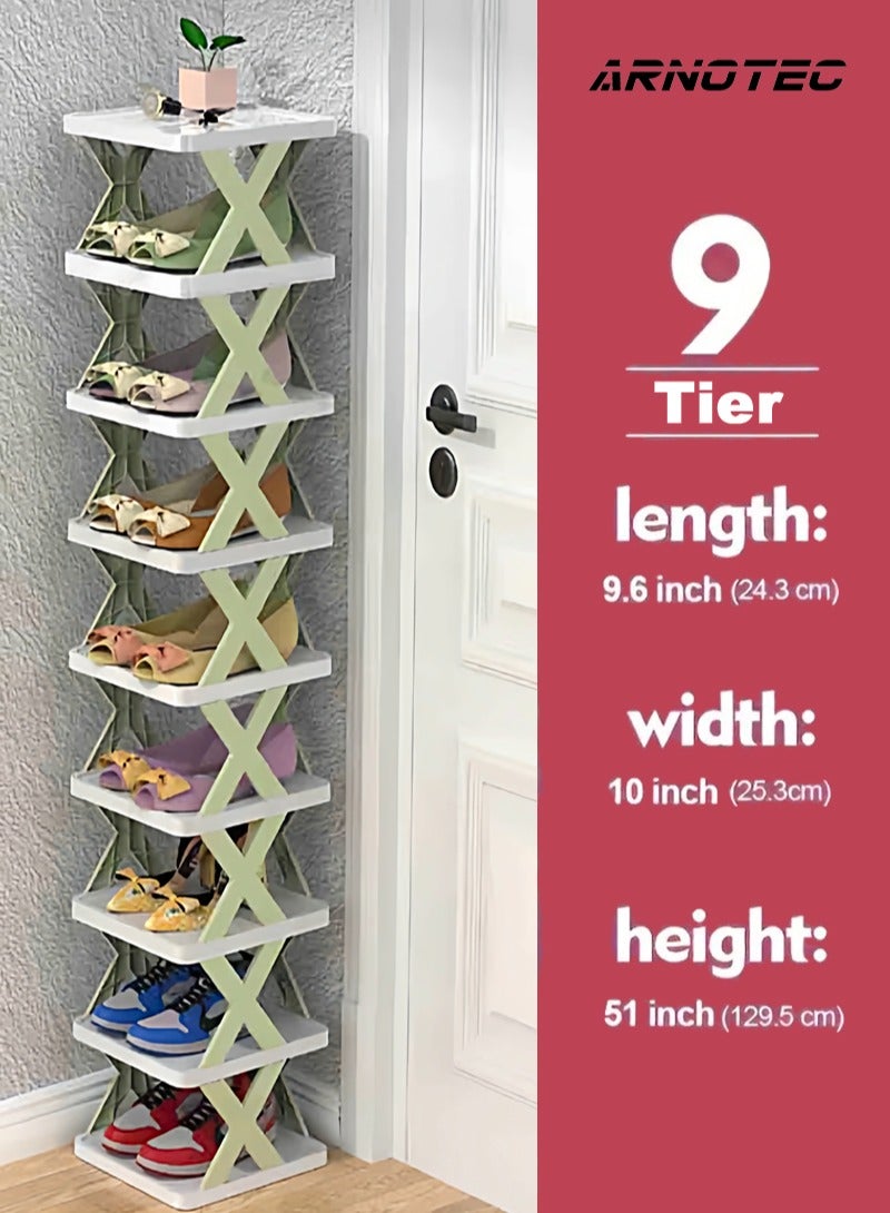 ARNOTEC 9-Tier Vertical Shoe Rack, Space-Saving Foldable Shoe Storage Organizer for Entryway, Closet, Bedroom – Lightweight, Stable, Eco-Friendly, Freely Stackable Design for Small Spaces - Image 1