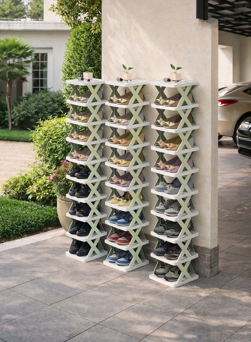 ARNOTEC رف أحذية عمودي 9 طبقات، منظم تخزين أحذية قابل للطي موفر للمساحة لمدخل المنزل، الخزانة، غرفة النوم - خفيف الوزن، مستقر، صديق للبيئة، تصميم قابل للتكديس بحرية للمساحات الصغيرة - Image 3