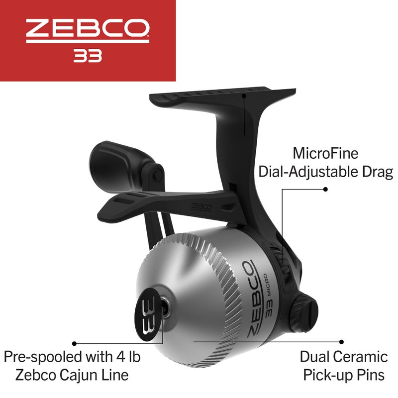 Zebco 33 Micro Trigger Spincast Fishing Reel, Size 10 Reel, Changeable Right- or Left-Hand Retrieve, Built-in Bite Alert, All-Metal Gears, Pre-Spooled with 4-Pound Zebco Cajun Line, Silver/Black - Image 3