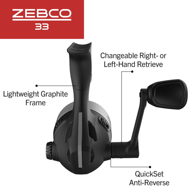 Zebco 33 Micro Trigger Spincast Fishing Reel, Size 10 Reel, Changeable Right- or Left-Hand Retrieve, Built-in Bite Alert, All-Metal Gears, Pre-Spooled with 4-Pound Zebco Cajun Line, Silver/Black - Image 4