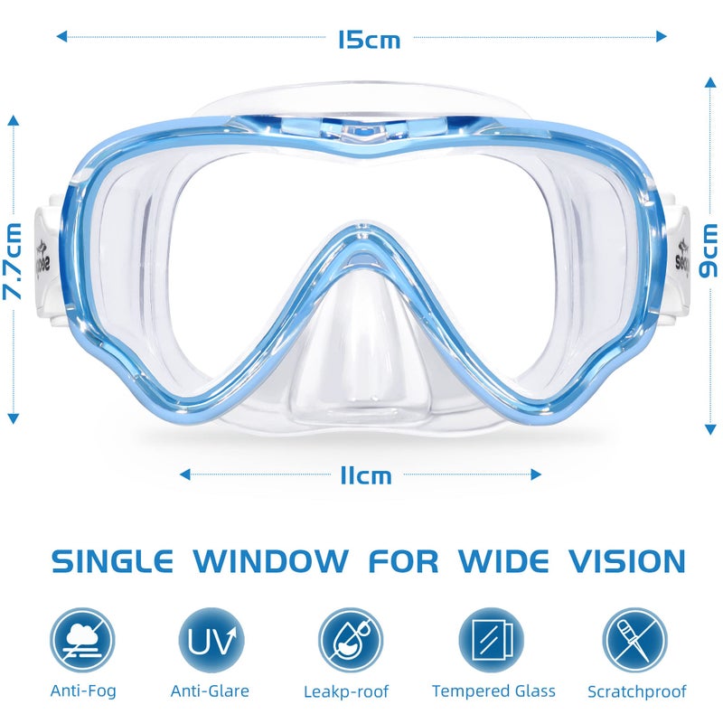 Seago Swimming Mask Swim Goggles for Kids Boys Girls Youth 6-14 8-12 8-14 4-7, Anti-Fog 180Â° Panoramic View Soft Silicone Skirt Kids Pool Underwater Swimming Goggles with Nose Cover, Snorkel Equipment - Image 2