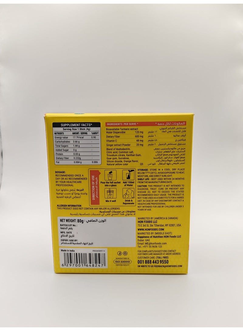 Enfe Turmeric Curcumin Ginger Vitamin C Sachets | BCM-95 | 7× Bioavailable | Immunity | Orange Flavour | 20 Sachets - Image 4