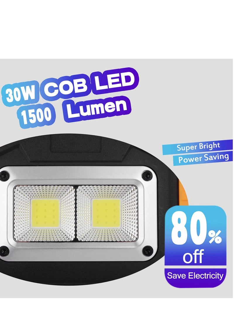 KASTWAVE ضوء عمل LED 2 COB 30 وات 1500 لومن قابل لإعادة الشحن محمول مضاد للماء أضواء فيض LED للتخييم في الهواء الطلق والمشي والطوارئ وصيانة السيارات والإضاءة المنزلية ومواقع العمل  - Image 4