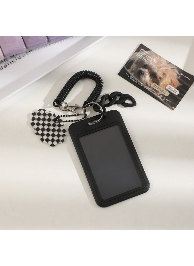 NIBEMINENT 1 - Piece Simple Black Series Kpop Photo Card Holder Pendant Key Chain ID Badge Holder ID Card Holder Photo Card Protector for School ID Office ID Access Card for Women Girls  - Image 1