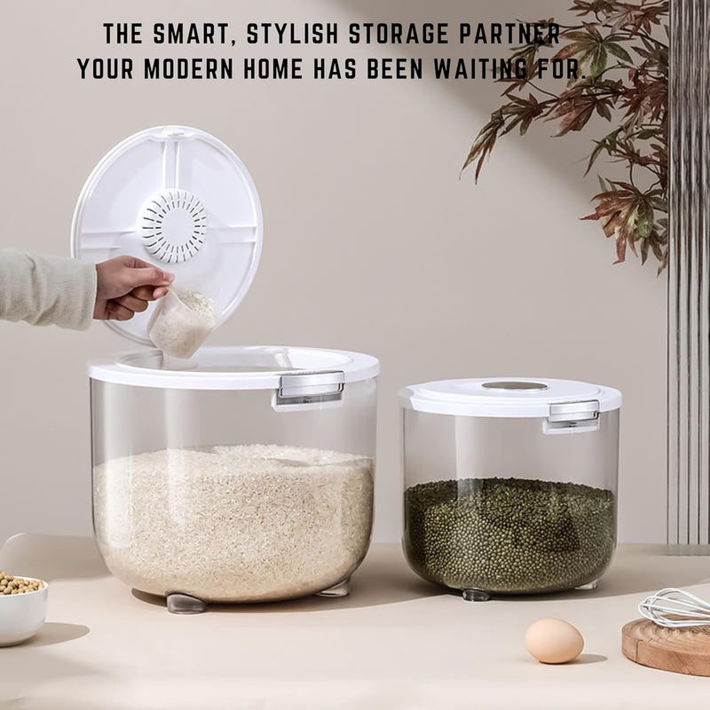 Buddy Store Rice Storage Container Barrel | Air Tight Transparent Plastic Containers | Dal Pulses Cereal & Flour Airtight Box | Large & Big Size Modular Home Organizer (Barrel - Medium) - Image 4