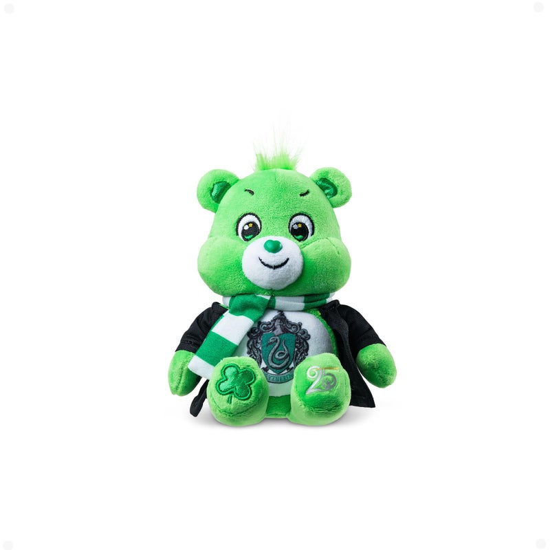 Care Bears هاري بوتر × دمى العناية - دمية محشوة بطول 8 إنش - دمية ناعمة وقابلة للعناق، حيوان محشو للبنات والأولاد، أعمار 4 سنوات فما فوق، دب حظ منزل سليذرين - Image 1