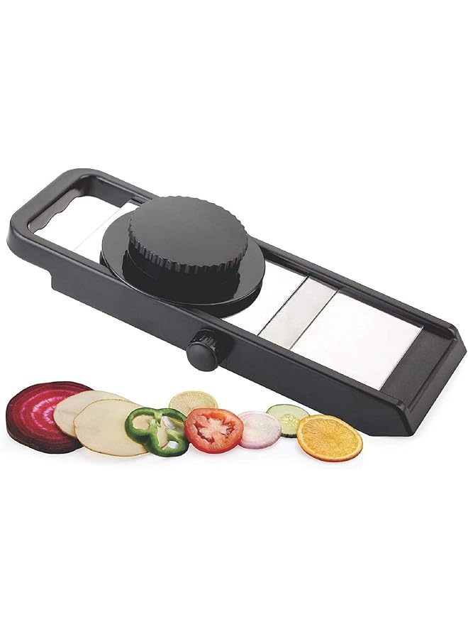 S-TOP Adjustable Plastic Slicer, 1-Piece, Black/Silver - Image 1