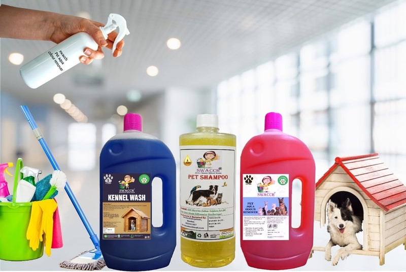 swacch Kennel Wash (Lavender) + Pet Shampoo (Lemon) I Pet Aqua Odour Remover (Rose) 1 Litre Combo Pack of 3 Economical Pack I Dog and Cat Friendly - Image 2