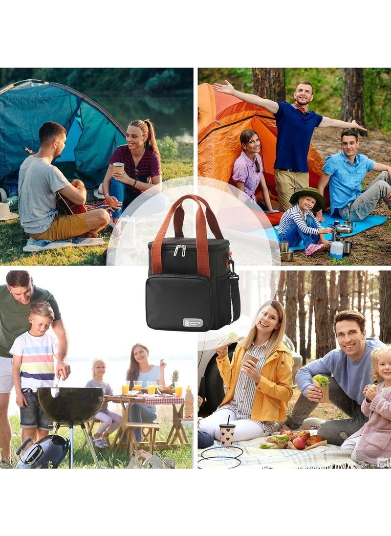 Generic Insulated Lunch Bag for Women Men Double Deck Lunch Box, Reusable Leakproof Lunch Box Cooler Tote Bag for Work Picnic School or Travel, Double Compartment (15L)  - Image 4