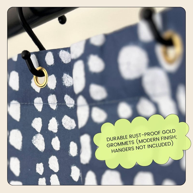 Worthwhile Goods Modern Blue Shibori Print Shower Curtain - Boho Geometric Dot Pattern - Mudcloth Design - Decorative Fabric Shower Curtain for Any Bathroom - 72x72 Inches (Shibori) - Image 4