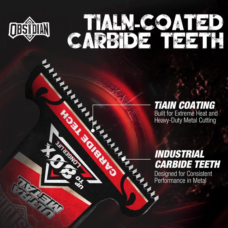 EZARC TiAlN Obsidian Carbide Oscillating Saw Blades (Pro), Oscillating Tool Blades for Hard Metal, Nails, Bolts & Screws, Universal Fit Multi Tool Blades, 3-Pack - Image 2