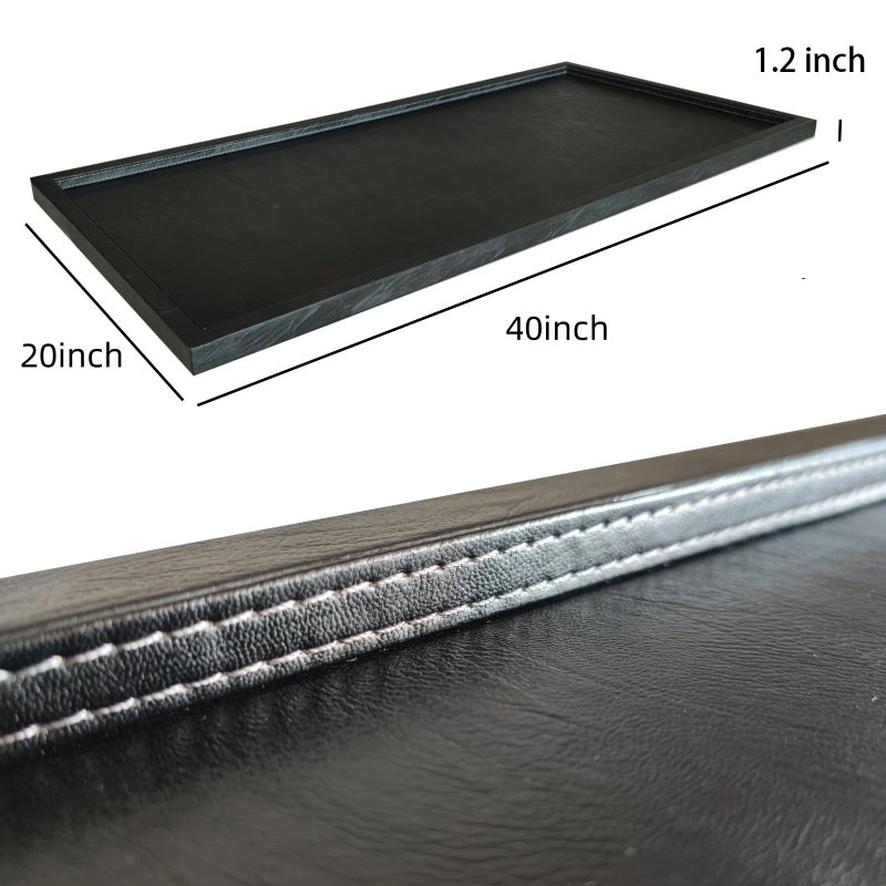 QAVOL 40 x 20 inches High-End Light Luxury Leather Rectangle Oversized Service Tray for Ottoman Tray, Coffee, Food, Family Dinner, Picnic, Party Essentials (Black, 40 x 20 inch) - Image 5