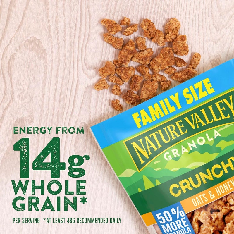 Nature Valley جرانولا ناتشر فالي المقرمشة، الشوفان والعسل، حجم عائلي في كيس قابل لإعادة الإغلاق، 24 أونصة - Image 4