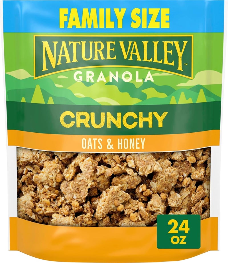 Nature Valley جرانولا ناتشر فالي المقرمشة، الشوفان والعسل، حجم عائلي في كيس قابل لإعادة الإغلاق، 24 أونصة - Image 1