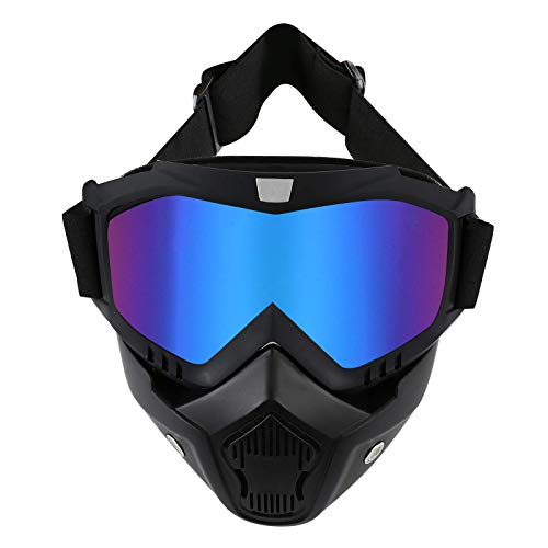 LJDJ Motorcycle Goggles with Removable Face Mask Dirt Bike ATV Motocross Eyewear AntiUV Adjustable Riding Offroad Cycling Motorbike Protective Glasses Racing Detachable Fogproof Warm Goggles