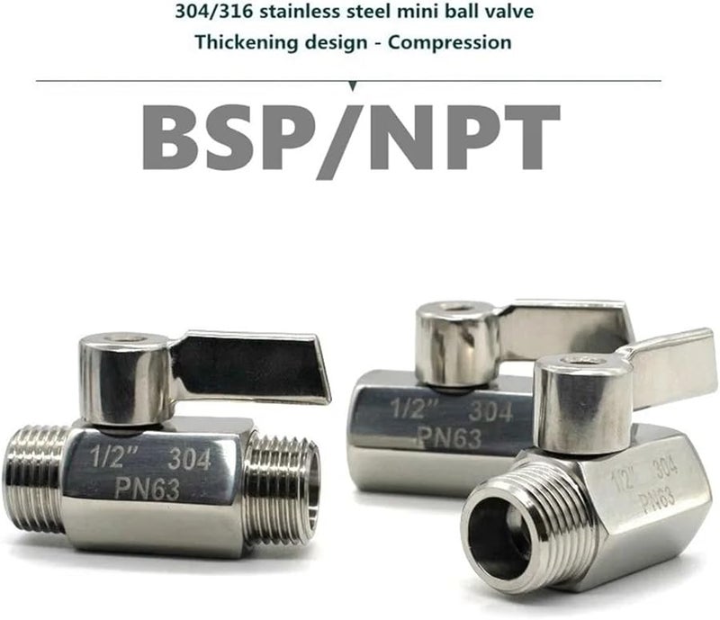 1 2 Inch Male Thread 304 316 Stainless Steel Mini Ball Valve BSP NPT - Image 3